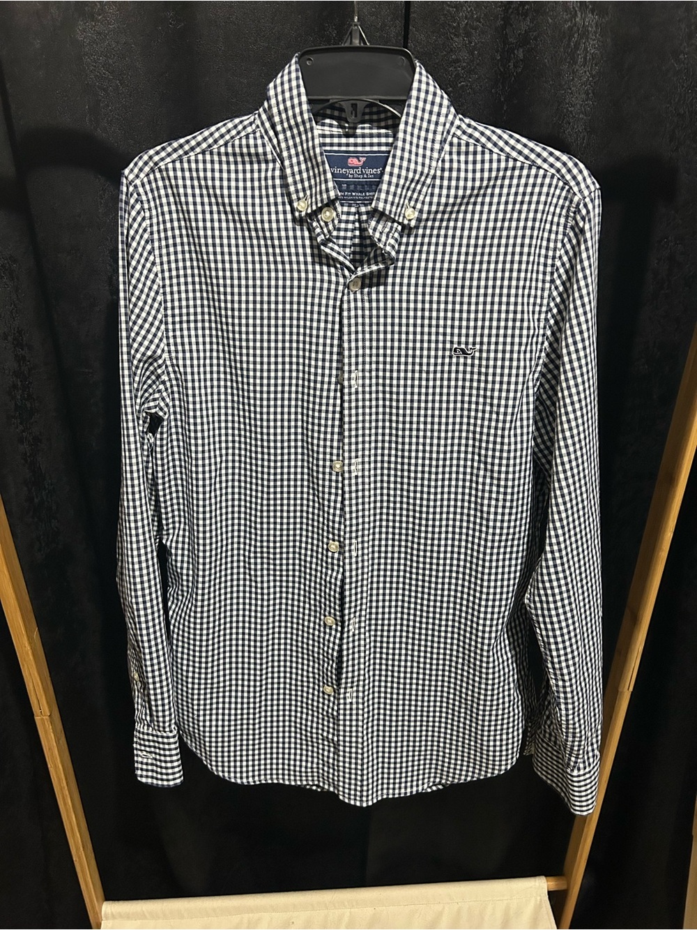 Vineyard Vines Navy and White Gingham Button-Down Shirt